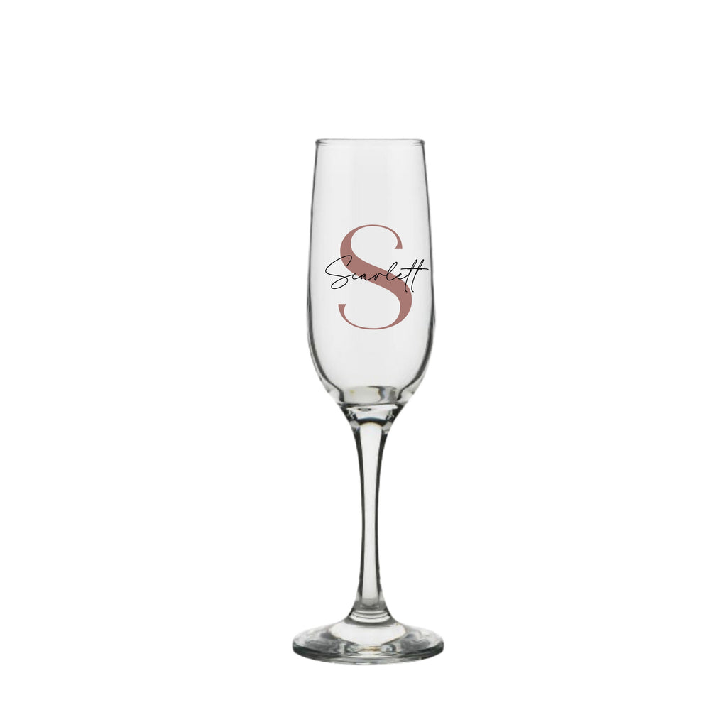 Personalised champagne glass with rose gold number 30 and name Scarlett, custom 30th birthday gift for her or him, handmade personalised gift Australia