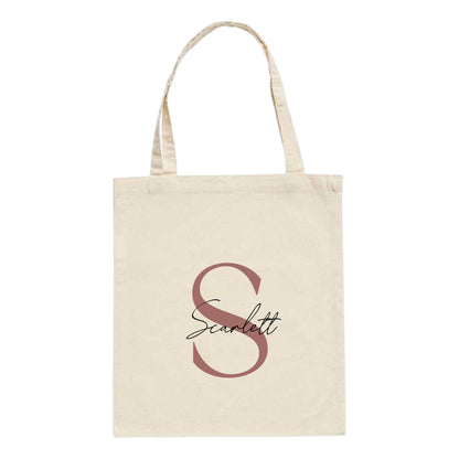 Personalised Name and Large Initial Cotton Tote Bag | Personalised Tote | Natural Cotton Bag | Bridal Party | Gift for Her