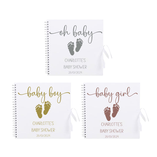 Personalised Baby Shower Guestbook | Custom Gender Reveal Scrapbook | Baby Keepsake Memory Album | 30.5cm x 30.5cm | 12 x 12 Inch