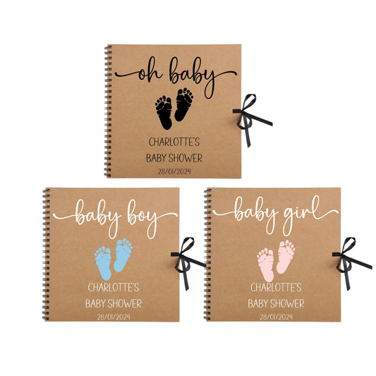 Personalised Baby Shower Guestbook | Custom Gender Reveal Scrapbook | Baby Keepsake Memory Album | 30.5cm x 30.5cm | 12 x 12 Inch