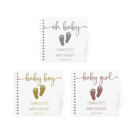 Personalised Baby Shower Guestbook | Custom Gender Reveal Scrapbook | Baby Keepsake Memory Album | 20.3cm x 20.3cm | 8 x 8 Inch