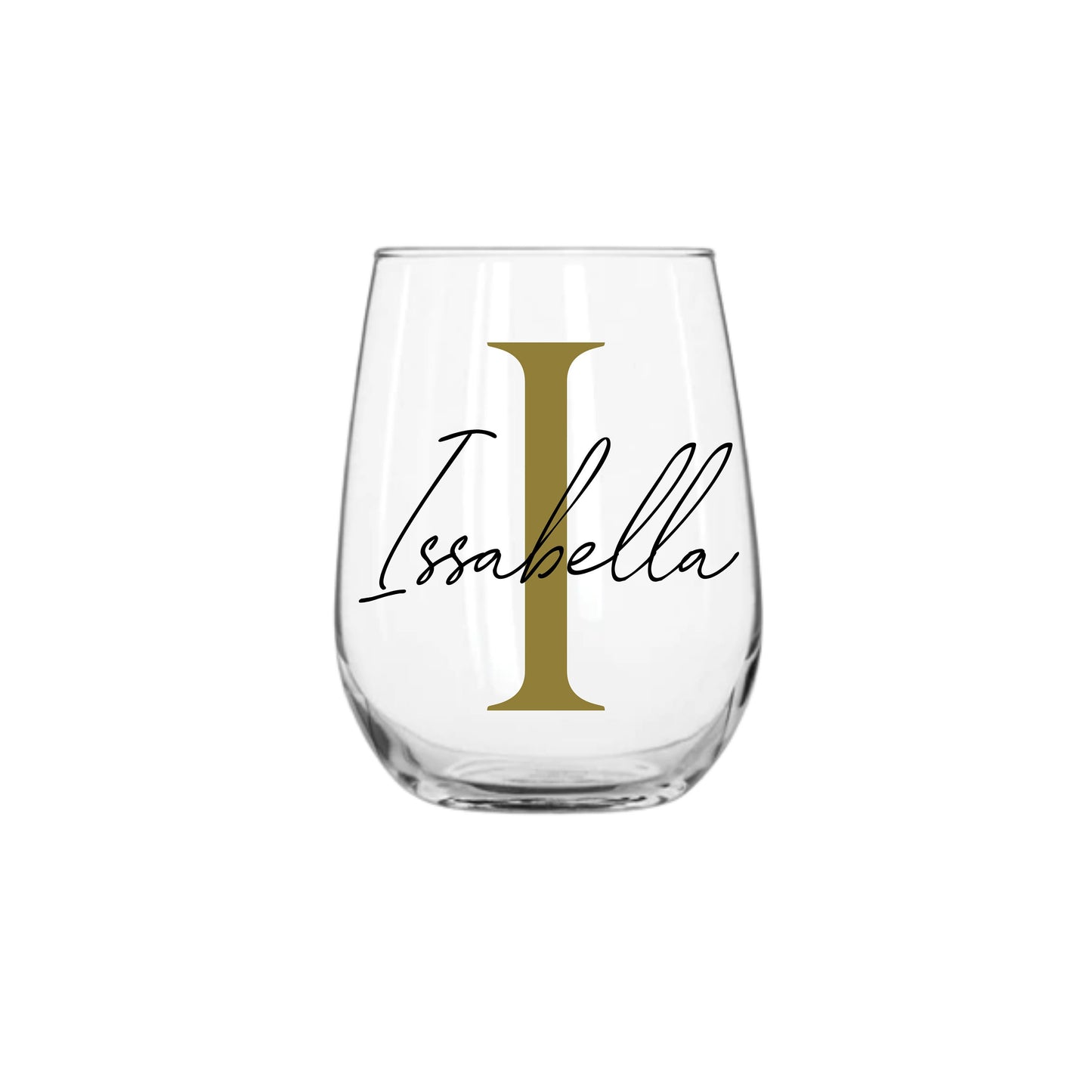 Personalised Name and Large Initial 475ml Stemless Wine Glass | Personalised Name and Age Wine Glass | Birthday Milestone | Wedding Gift