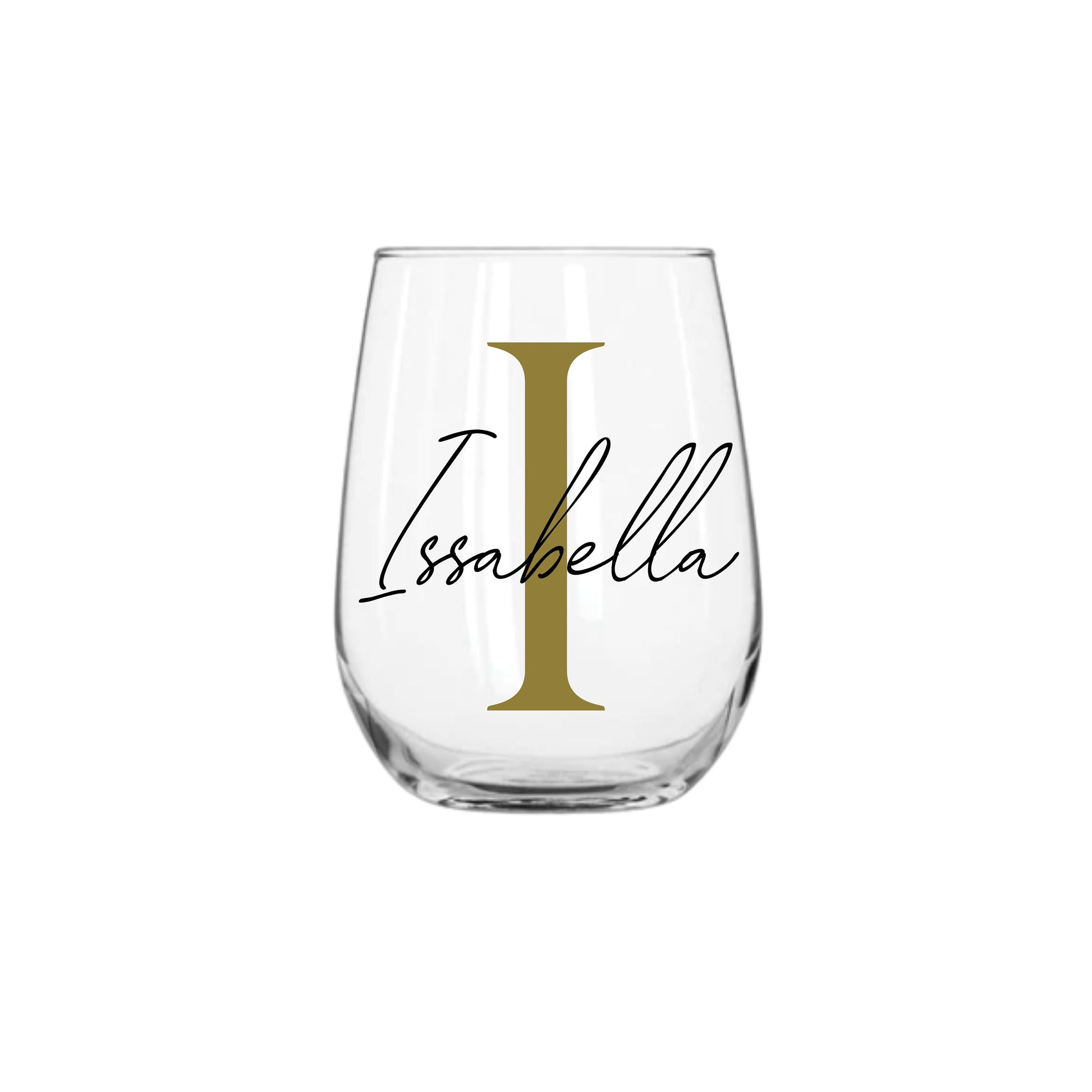 Personalised Name and Large Initial 475ml Stemless Wine Glass | Personalised Name and Age Wine Glass | Birthday Milestone | Wedding Gift