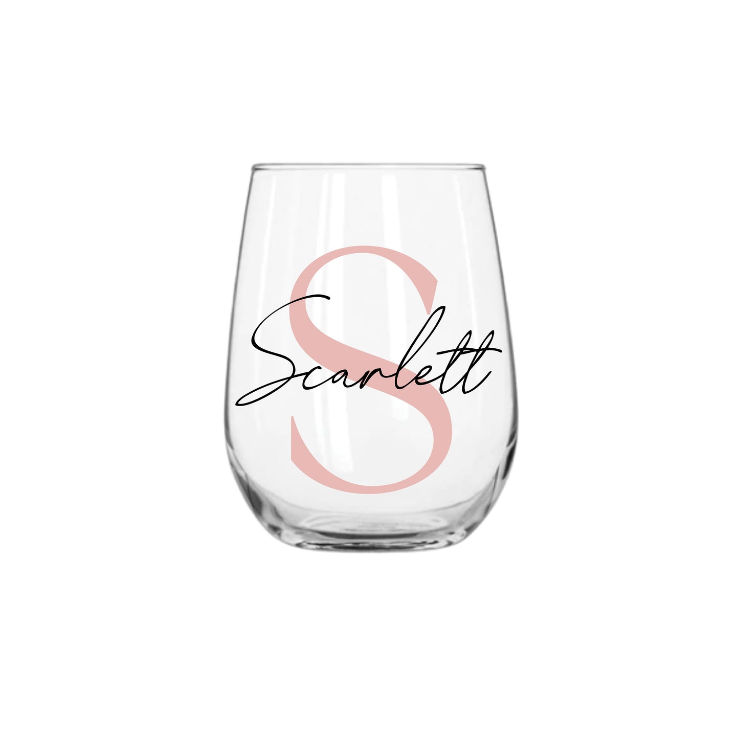Personalised Name and Large Initial 475ml Stemless Wine Glass | Personalised Name and Age Wine Glass | Birthday Milestone | Wedding Gift
