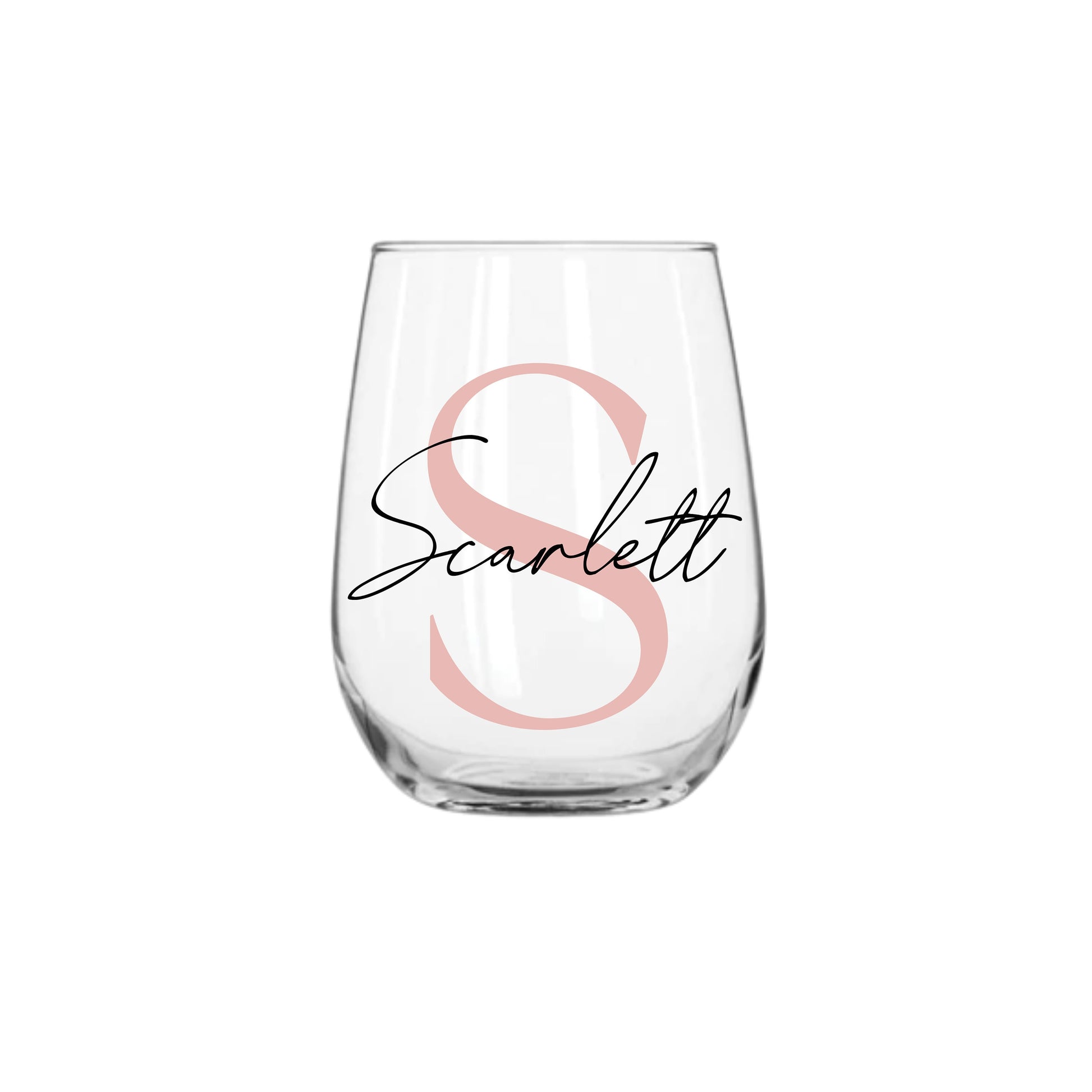 Personalised Name and Large Initial 475ml Stemless Wine Glass | Personalised Name and Age Wine Glass | Birthday Milestone | Wedding Gift