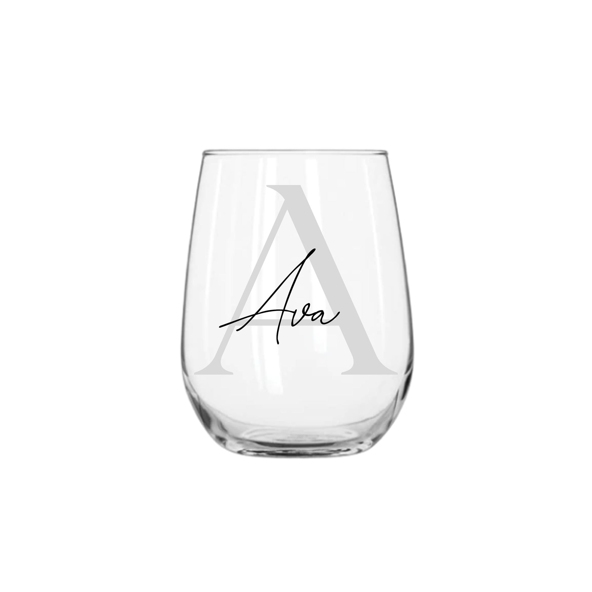 Personalised Name and Large Initial 475ml Stemless Wine Glass | Personalised Name and Age Wine Glass | Birthday Milestone | Wedding Gift