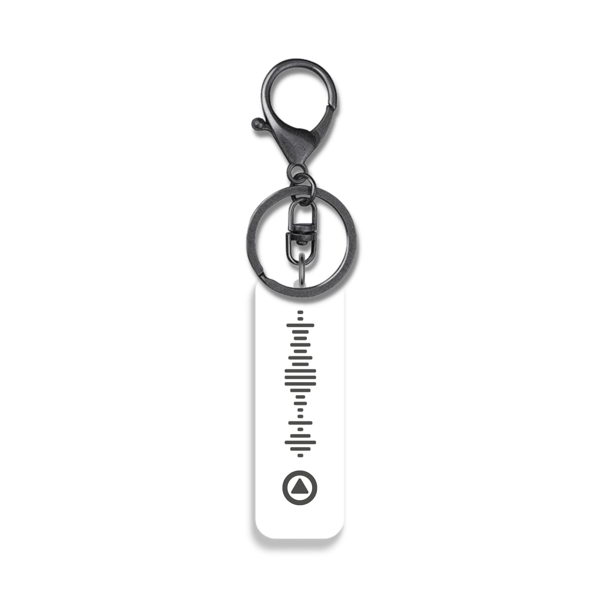 Personalised White Music QR Code Keyring | Custom Engraved Acrylic Scannable QR Code Playlist Keychain | Scan Favourite Song or playlist