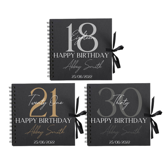 Personalised Birthday Scrapbook | Milestone Guestbook | 18th 21st 30th Birthday Memory Album | Custom Birthday Journal | 20.3 x 20.3cm