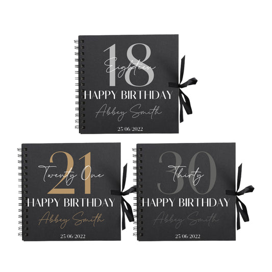 Personalised Birthday Scrapbook | Milestone Guestbook | 18th 21st 30th Birthday Memory Album | Custom Birthday Journal | 20.3 x 20.3cm