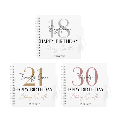 Personalised Birthday Scrapbook | Milestone Guestbook | 18th 21st 30th Birthday Memory Album | Custom Birthday Journal | 20.3 x 20.3cm
