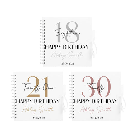 Personalised Birthday Scrapbook | Milestone Guestbook | 18th 21st 30th Birthday Memory Album | Custom Birthday Journal | 20.3 x 20.3cm