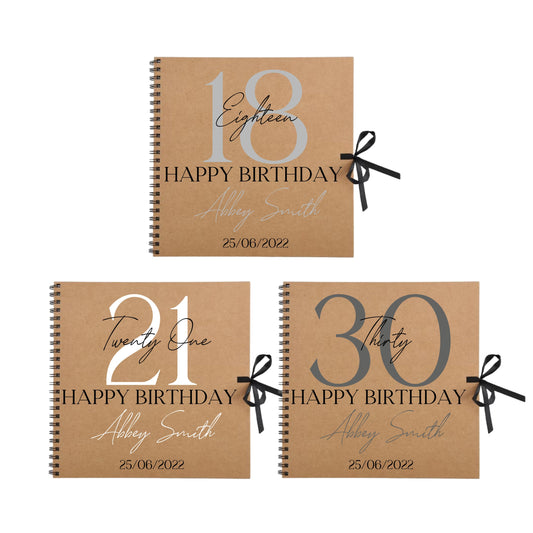 Personalised Birthday Scrapbook | Milestone Guestbook | 18th 21st 30th Birthday Memory Album | Custom Birthday Journal | 30.5 x 30.5cm