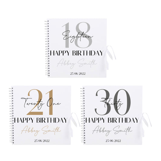 Personalised Birthday Scrapbook | Milestone Guestbook | 18th 21st 30th Birthday Memory Album | Custom Birthday Journal | 30.5 x 30.5 cm