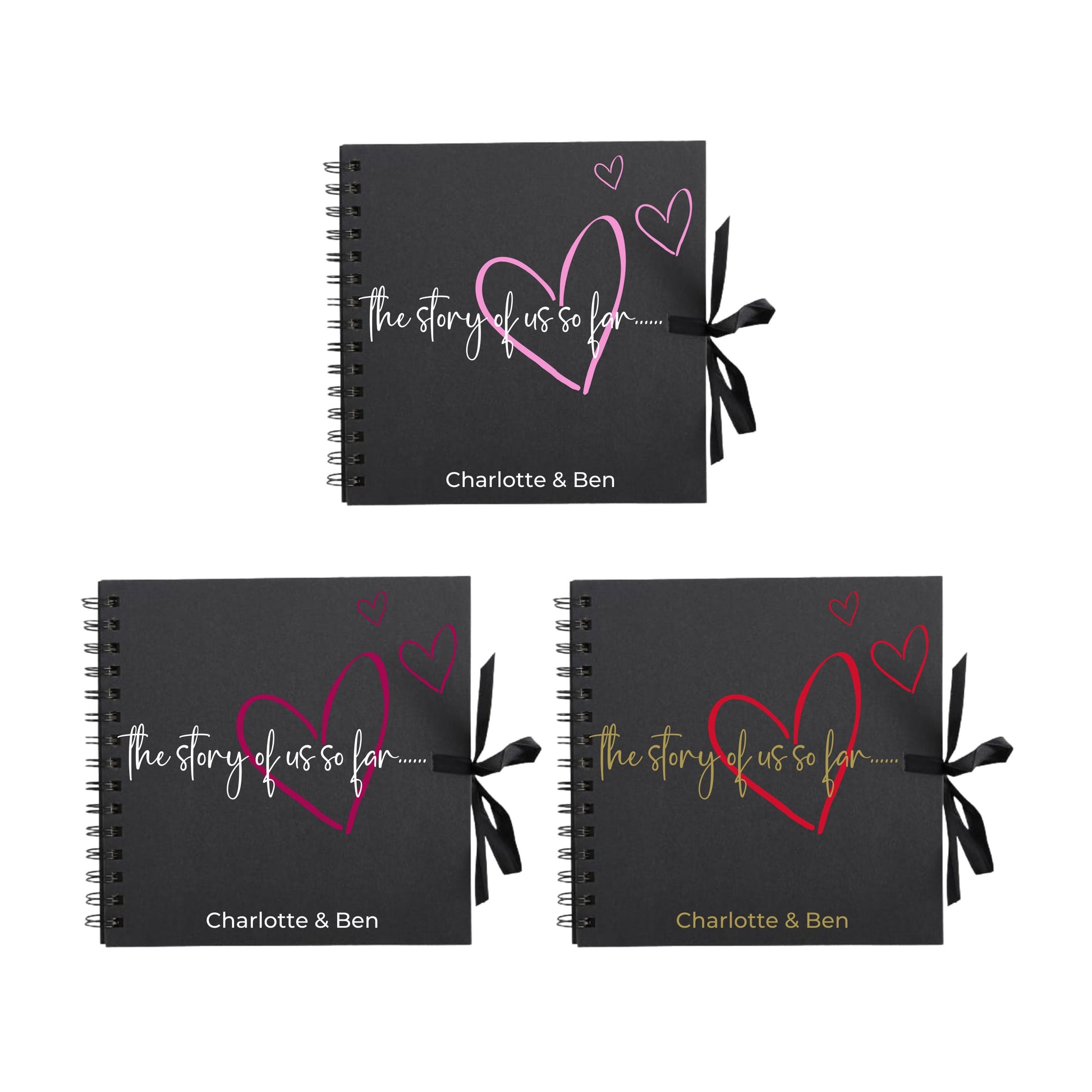 Personalised Love Scrapbook | The Story of Us Journal | Romantic Couple Gift | Engagement Keepsake Book | Heart Memory Album | 20.3 x 20.3cm