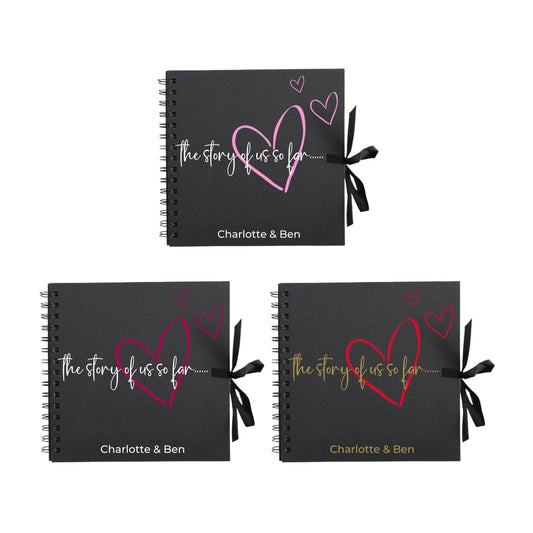 Personalised Love Scrapbook | The Story of Us Journal | Romantic Couple Gift | Engagement Keepsake Book | Heart Memory Album | 20.3 x 20.3cm