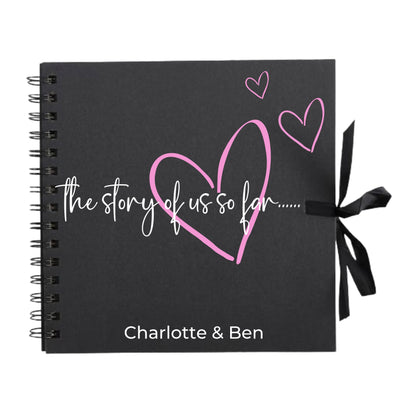 Personalised Love Scrapbook | The Story of Us Journal | Romantic Couple Gift | Engagement Keepsake Book | Heart Memory Album | 20.3 x 20.3cm