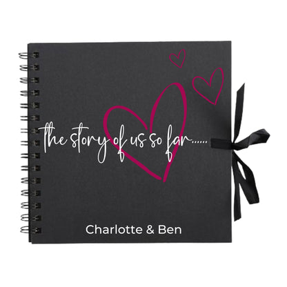 Personalised Love Scrapbook | The Story of Us Journal | Romantic Couple Gift | Engagement Keepsake Book | Heart Memory Album | 20.3 x 20.3cm