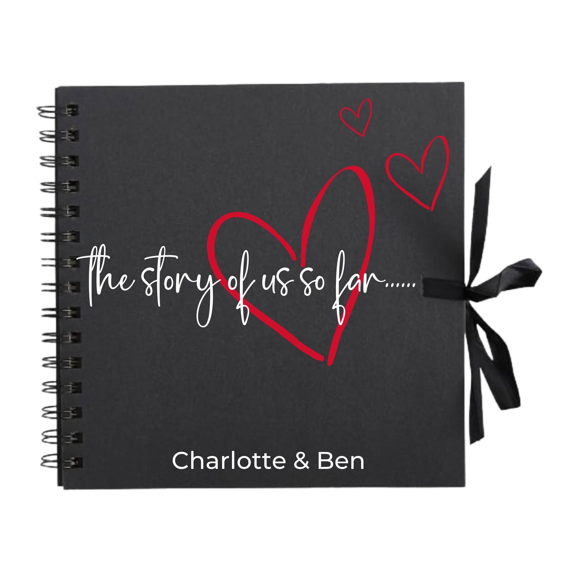 Personalised Love Scrapbook | The Story of Us Journal | Romantic Couple Gift | Engagement Keepsake Book | Heart Memory Album | 20.3 x 20.3cm