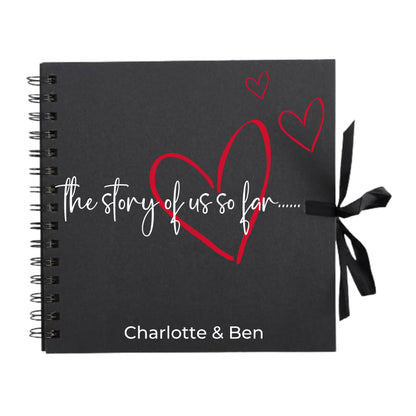 Personalised Love Scrapbook | The Story of Us Journal | Romantic Couple Gift | Engagement Keepsake Book | Heart Memory Album | 20.3 x 20.3cm