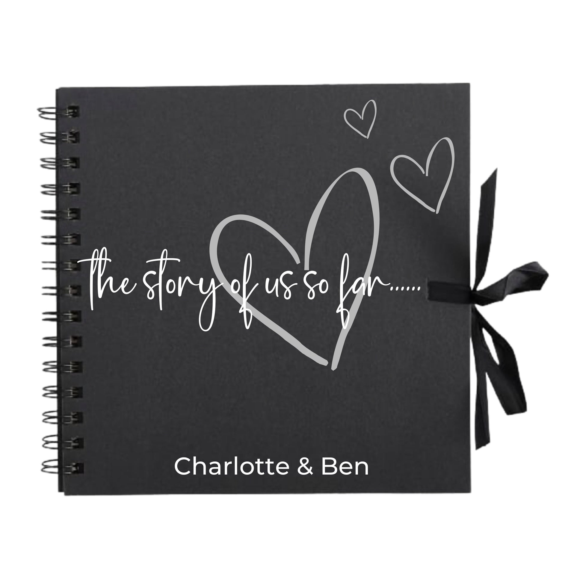 Personalised Love Scrapbook | The Story of Us Journal | Romantic Couple Gift | Engagement Keepsake Book | Heart Memory Album | 20.3 x 20.3cm
