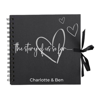 Personalised Love Scrapbook | The Story of Us Journal | Romantic Couple Gift | Engagement Keepsake Book | Heart Memory Album | 20.3 x 20.3cm