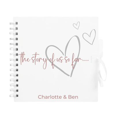 Personalised Love Scrapbook | The Story of Us Journal | Romantic Couple Gift | Engagement Keepsake Book | Heart Memory Album | 20.3 x 20.3cm