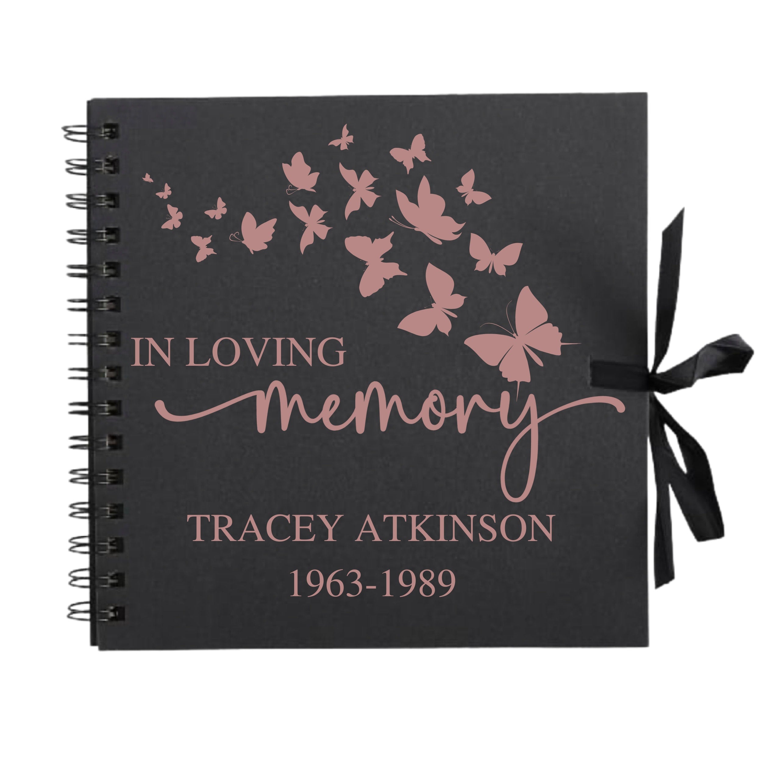 Personalised Memorial Guestbook | In Loving Memory Butterfly Scrapbook | Funeral Tribute Keepsake Album | 20.3 x 20.3cm | 8 x 8 Inch