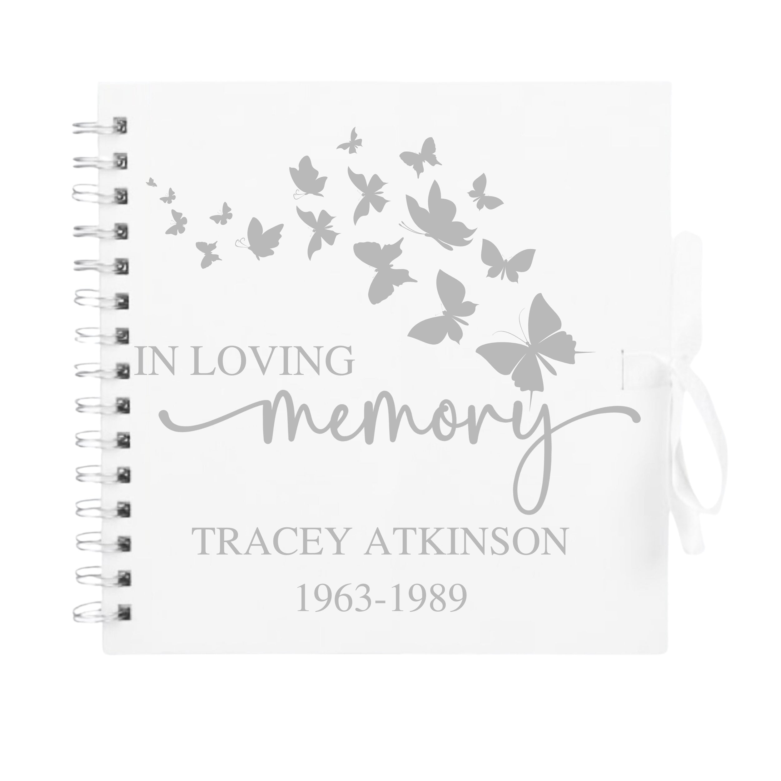 Personalised Memorial Guestbook | In Loving Memory Butterfly Scrapbook | Funeral Tribute Keepsake Album | 20.3 x 20.3cm | 8 x 8 Inch