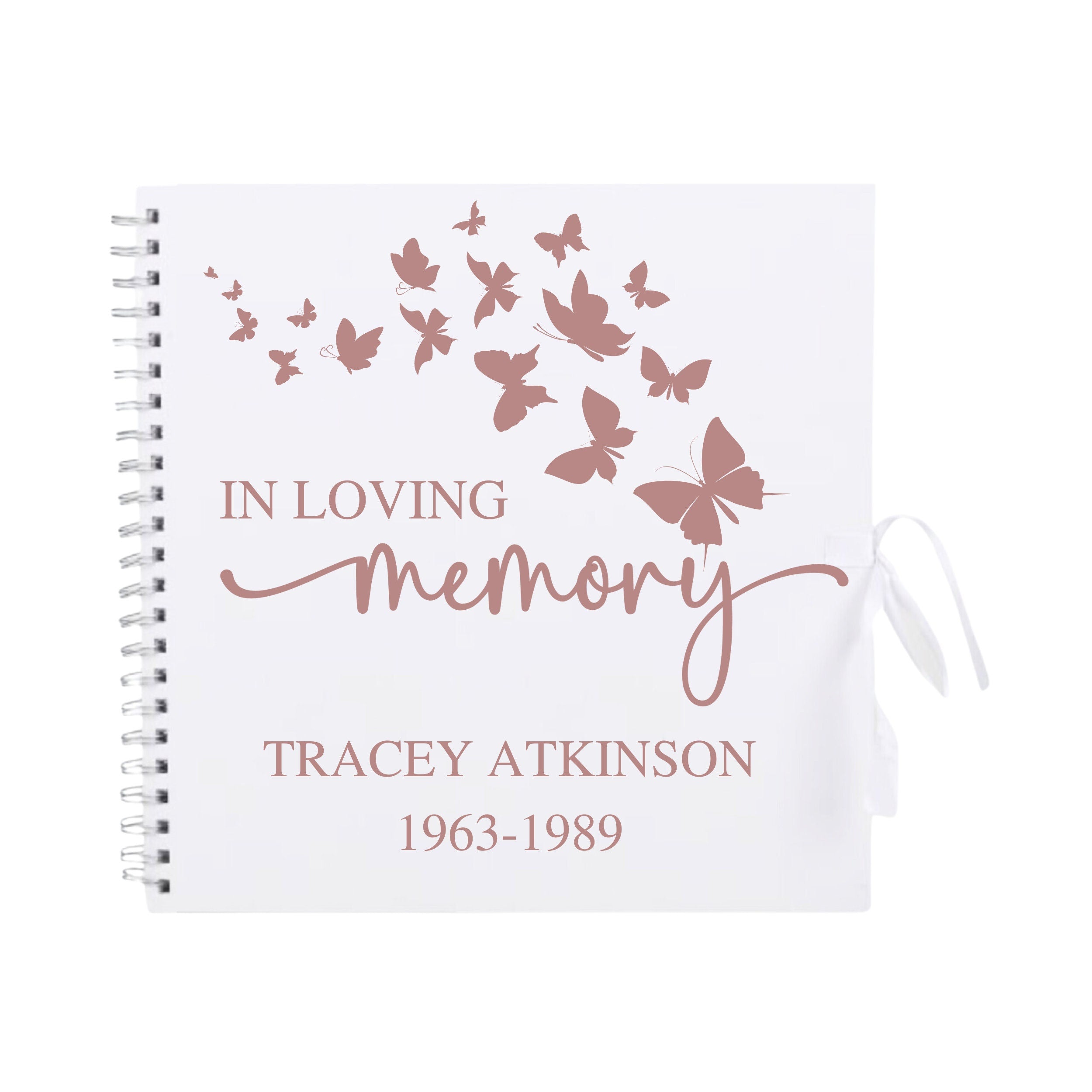 Personalised Memorial Guestbook | In Loving Memory Butterfly Scrapbook | Funeral Tribute Keepsake Album | 30.5 x 30.5cm | 12 x 12 Inch