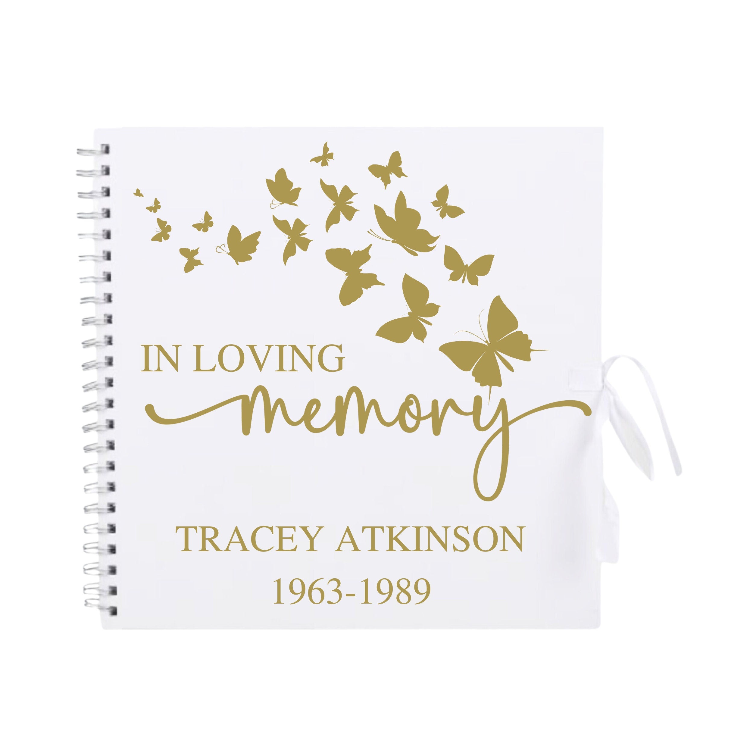 Personalised Memorial Guestbook | In Loving Memory Butterfly Scrapbook | Funeral Tribute Keepsake Album | 30.5 x 30.5cm | 12 x 12 Inch