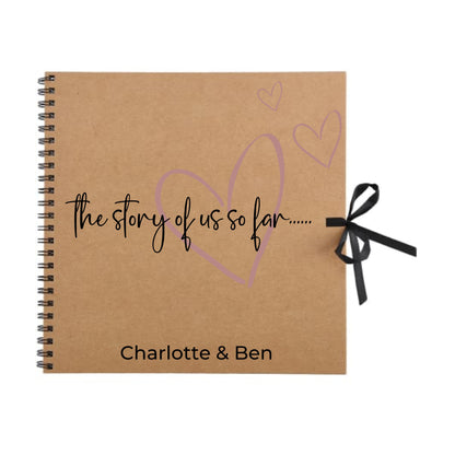 Personalised Love Scrapbook | The Story of Us Journal | Romantic Couple Gift | Engagement Keepsake Book | Heart Memory Album | 30.5 x 30.5cm