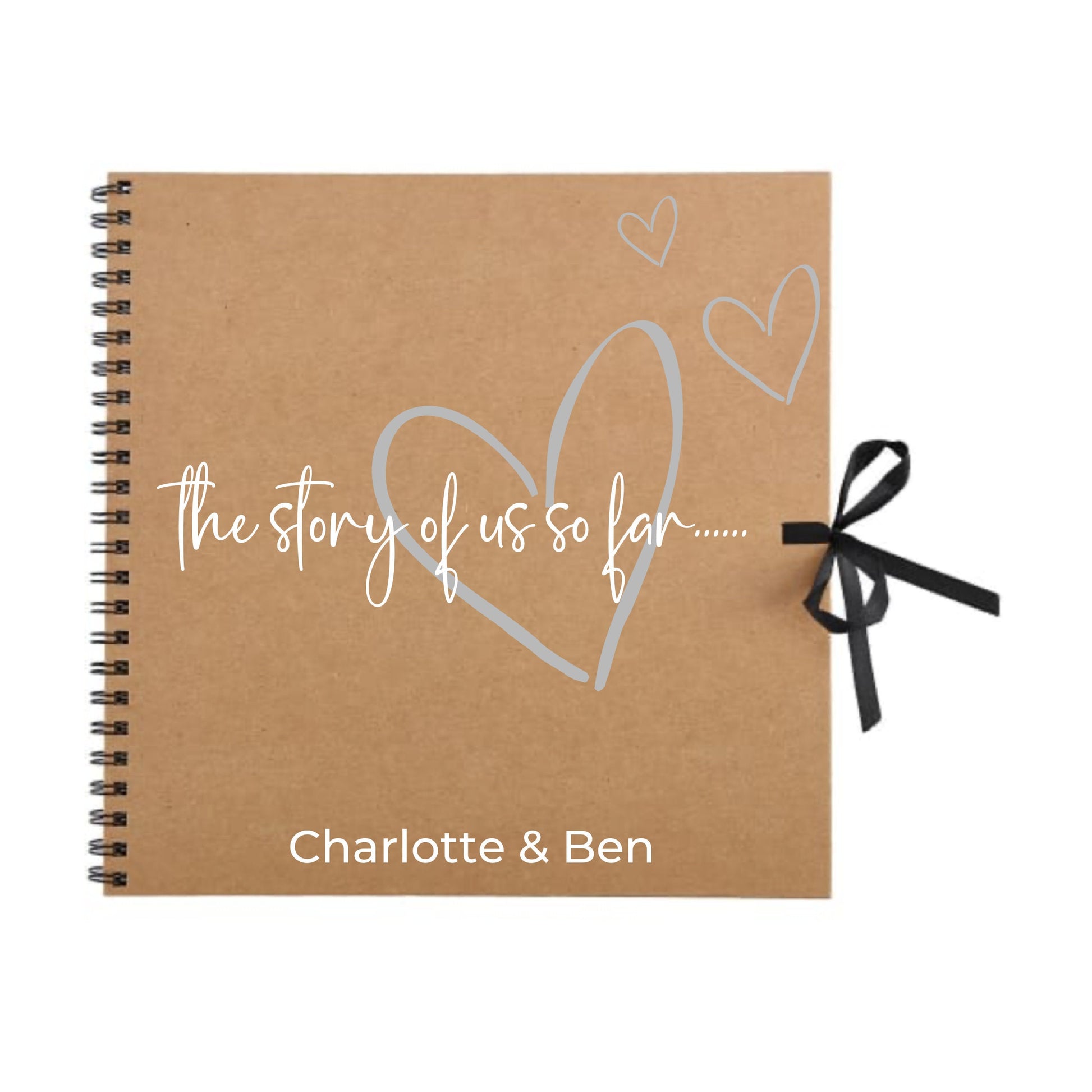 Personalised Love Scrapbook | The Story of Us Journal | Romantic Couple Gift | Engagement Keepsake Book | Heart Memory Album | 30.5 x 30.5cm