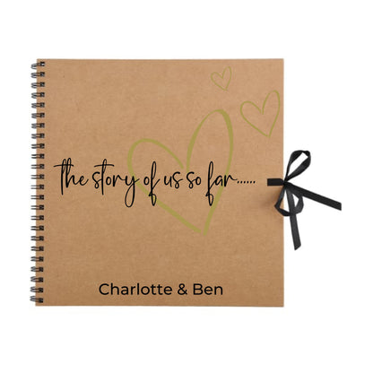 Personalised Love Scrapbook | The Story of Us Journal | Romantic Couple Gift | Engagement Keepsake Book | Heart Memory Album | 30.5 x 30.5cm