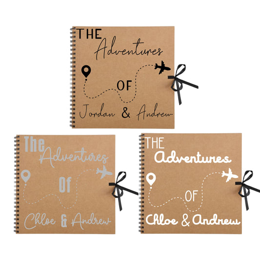 Personalised Travel Scrapbook | Custom Plane Adventure Journal | Holiday Photo Album Gift for Couples | 30.5 x 30.5cm | 12 x 12 Inch |