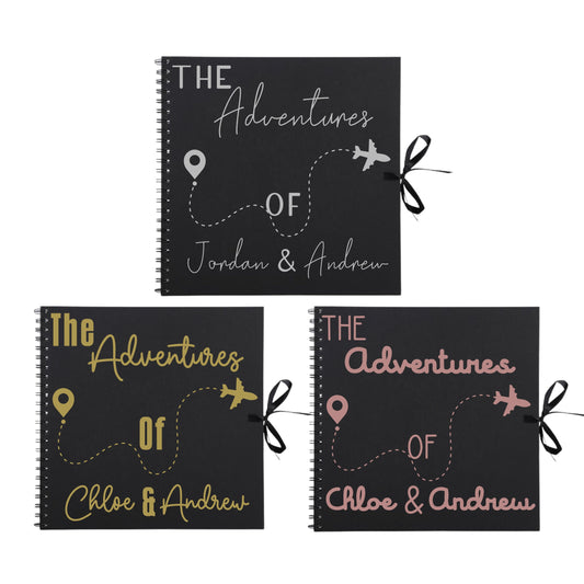 Personalised Travel Scrapbook | Custom Plane Adventure Journal | Holiday Photo Album Gift for Couples | 30.5 x 30.5cm | 12 x 12 Inch |