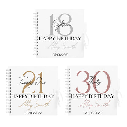 Personalised Birthday Scrapbook | Milestone Guestbook | 18th 21st 30th Birthday Memory Album | Custom Birthday Journal | 20.3 x 20.3cm