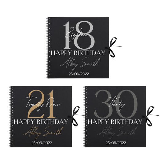 Personalised Birthday Scrapbook | Milestone Guestbook | 18th 21st 30th Birthday Memory Album | Custom Birthday Journal | 30.5 x 30.5cm