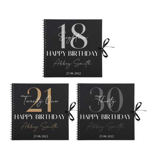 Personalised Birthday Scrapbook | Milestone Guestbook | 18th 21st 30th Birthday Memory Album | Custom Birthday Journal | 30.5 x 30.5cm