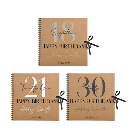 Personalised Birthday Scrapbook | Milestone Guestbook | 18th 21st 30th Birthday Memory Album | Custom Birthday Journal | 30.5 x 30.5cm