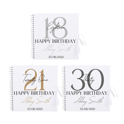 Personalised Birthday Scrapbook | Milestone Guestbook | 18th 21st 30th Birthday Memory Album | Custom Birthday Journal | 30.5 x 30.5 cm