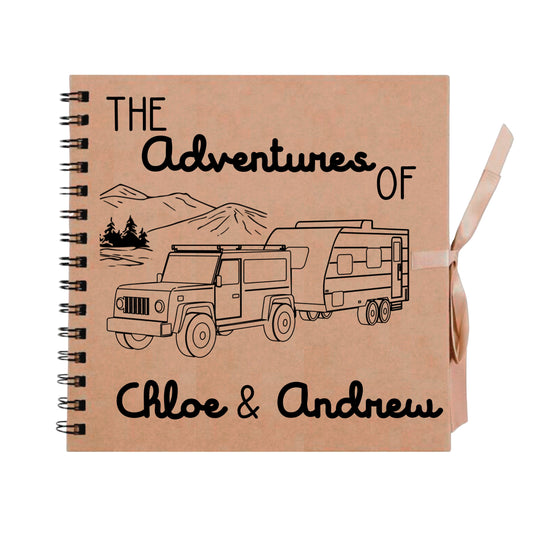 Personalised Caravan Travel Scrapbook | Custom Adventure Journal | Couples Road Trip Photo Album | 20.3 x 20.3cm | 8 x 8 Inch |