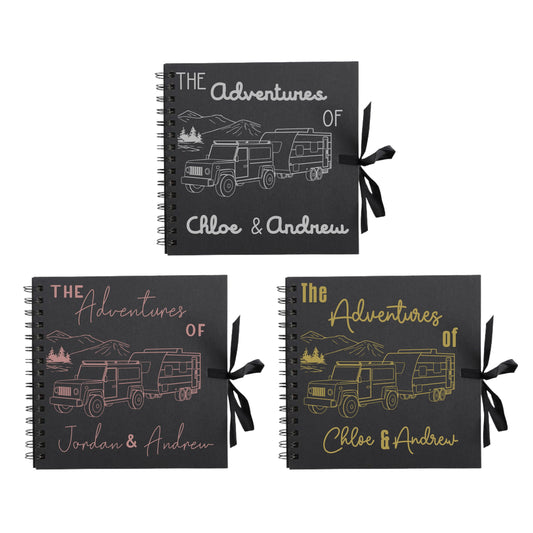 Personalised Caravan Travel Scrapbook | Custom Adventure Journal | Couples Road Trip Photo Album | 20.3 x 20.3cm | 8 x 8 Inch |
