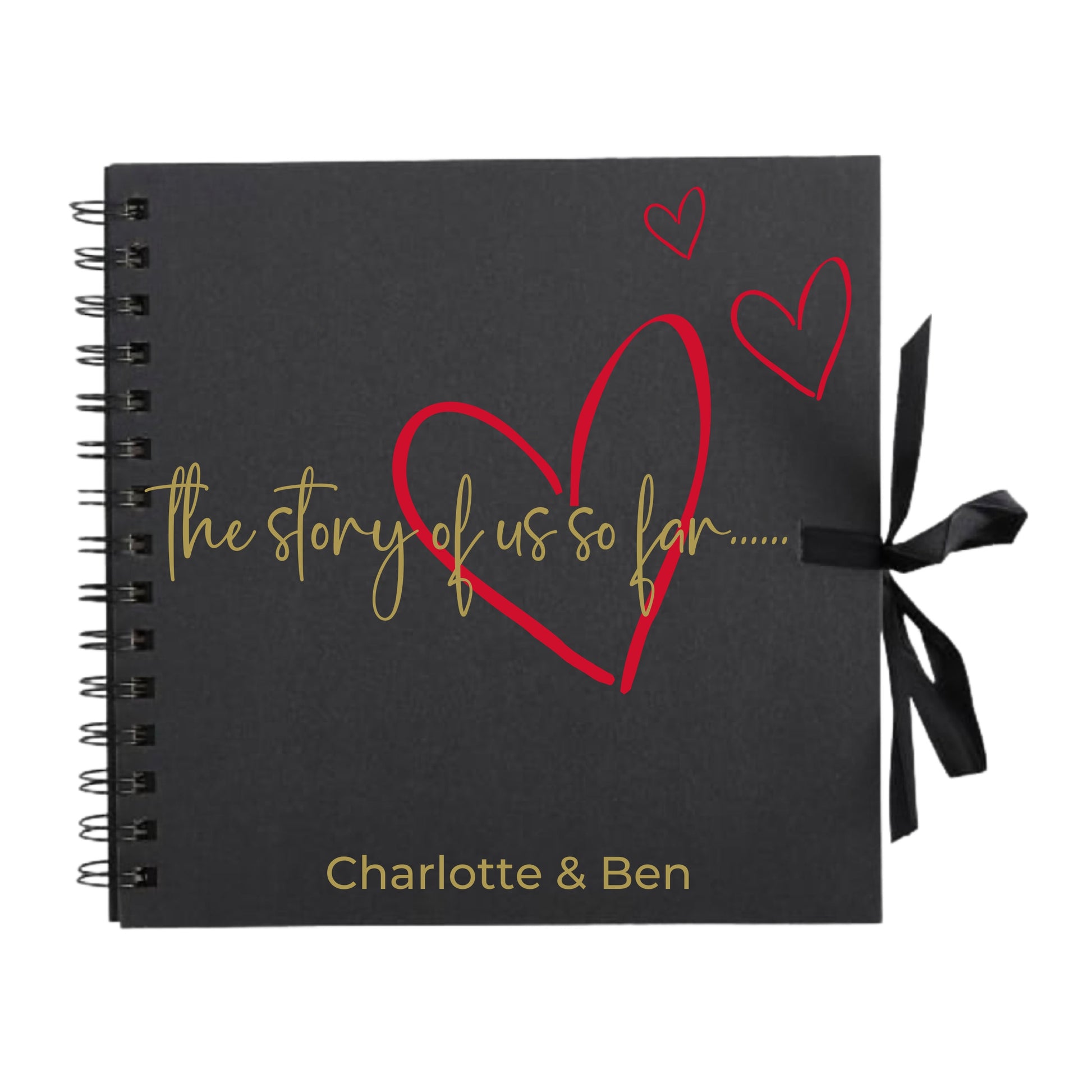 Personalised Love Scrapbook | The Story of Us Journal | Romantic Couple Gift | Engagement Keepsake Book | Heart Memory Album | 20.3 x 20.3cm