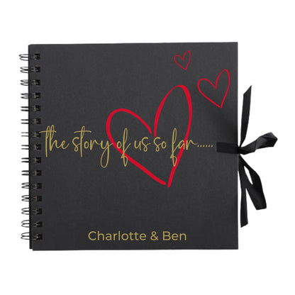 Personalised Love Scrapbook | The Story of Us Journal | Romantic Couple Gift | Engagement Keepsake Book | Heart Memory Album | 20.3 x 20.3cm