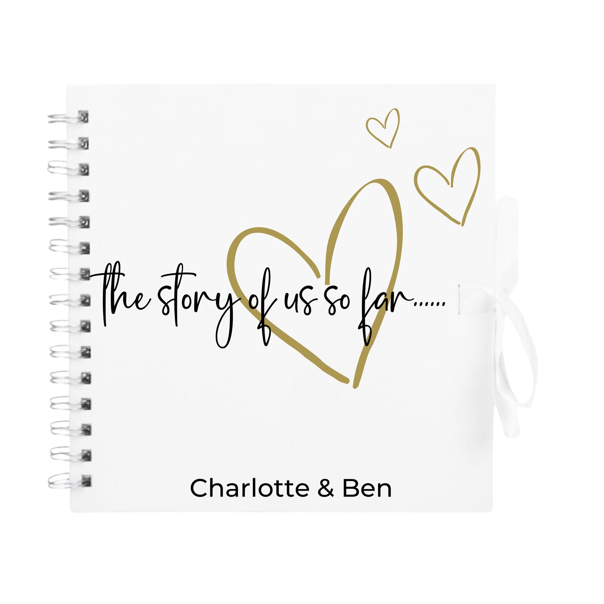 Personalised Love Scrapbook | The Story of Us Journal | Romantic Couple Gift | Engagement Keepsake Book | Heart Memory Album | 20.3 x 20.3cm