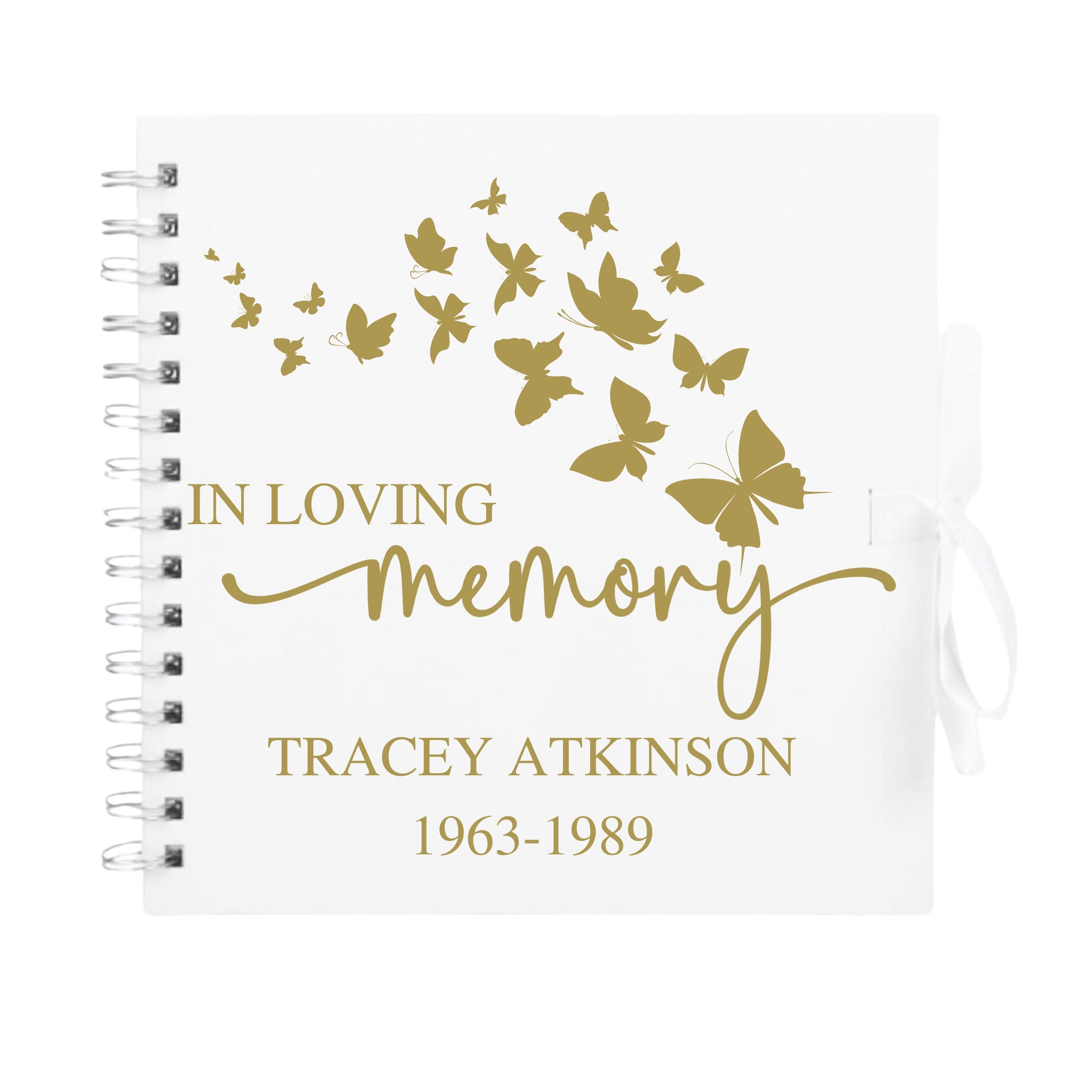 Personalised Memorial Guestbook | In Loving Memory Butterfly Scrapbook | Funeral Tribute Keepsake Album | 20.3 x 20.3cm | 8 x 8 Inch