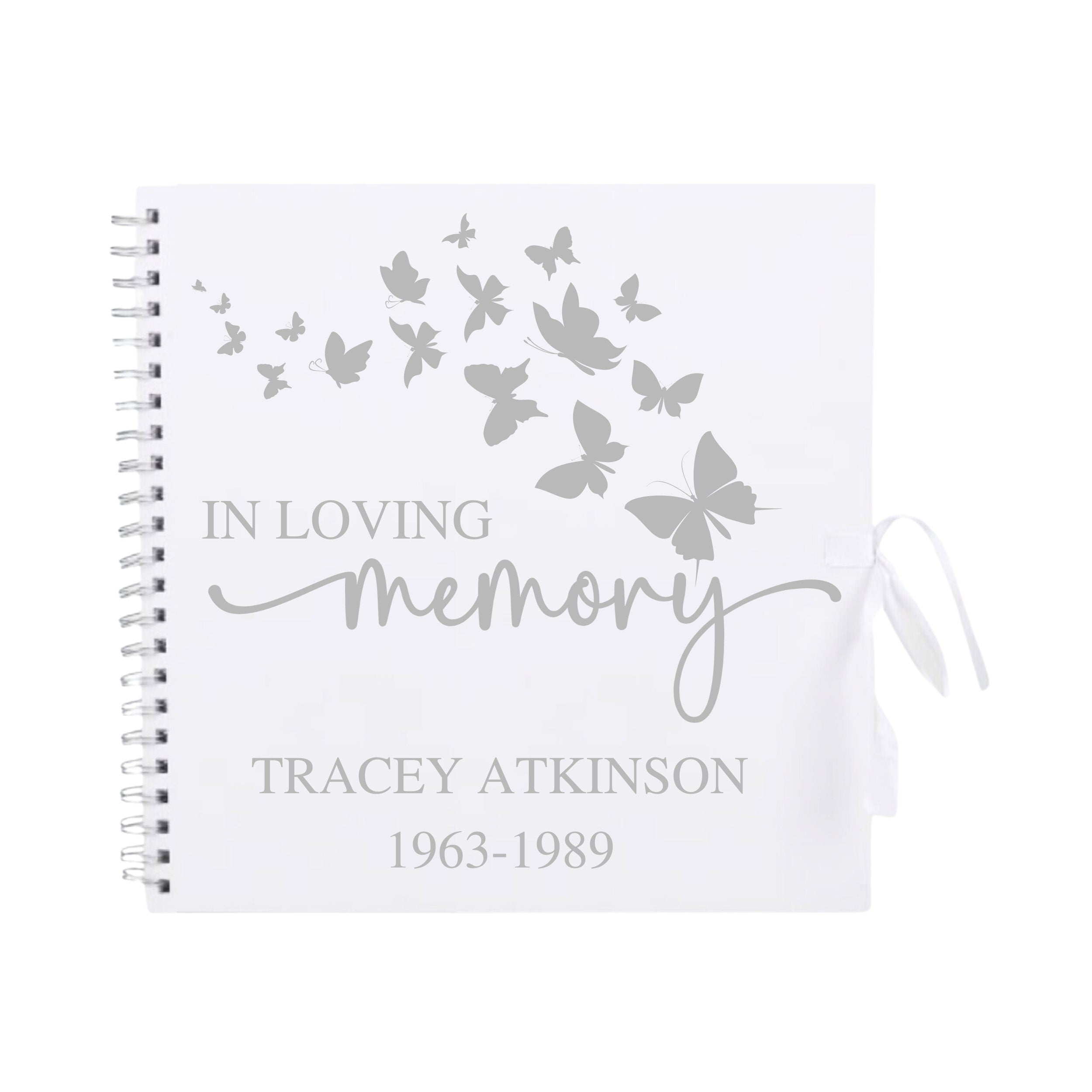 Personalised Memorial Guestbook | In Loving Memory Butterfly Scrapbook | Funeral Tribute Keepsake Album | 30.5 x 30.5cm | 12 x 12 Inch