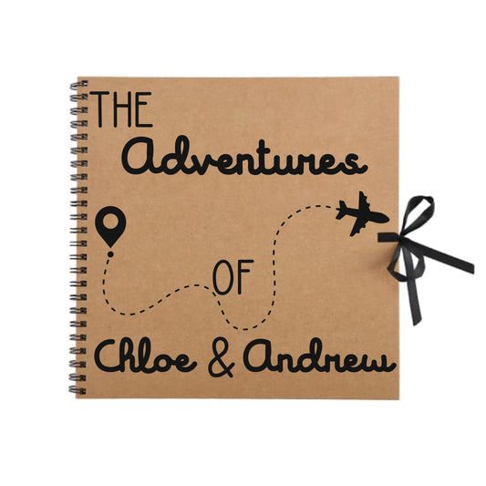 Personalised Travel Scrapbook | Custom Plane Adventure Journal | Holiday Photo Album Gift for Couples | 30.5 x 30.5cm | 12 x 12 Inch |