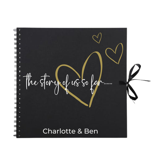Personalised Love Scrapbook | The Story of Us Journal | Romantic Couple Gift | Engagement Keepsake Book | Heart Memory Album | 30.5 x 30.5cm