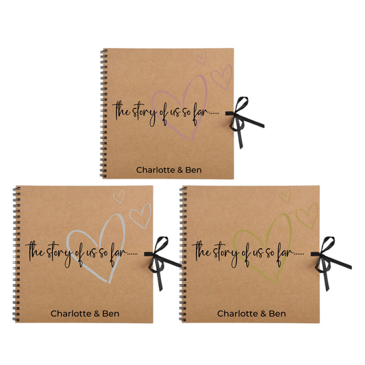 Personalised Love Scrapbook | The Story of Us Journal | Romantic Couple Gift | Engagement Keepsake Book | Heart Memory Album | 30.5 x 30.5cm